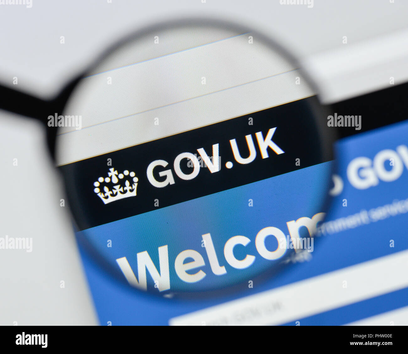 Milan, Italy - August 20, 2018: GOV UK website homepage. GOV UK logo visible. Stock Photo