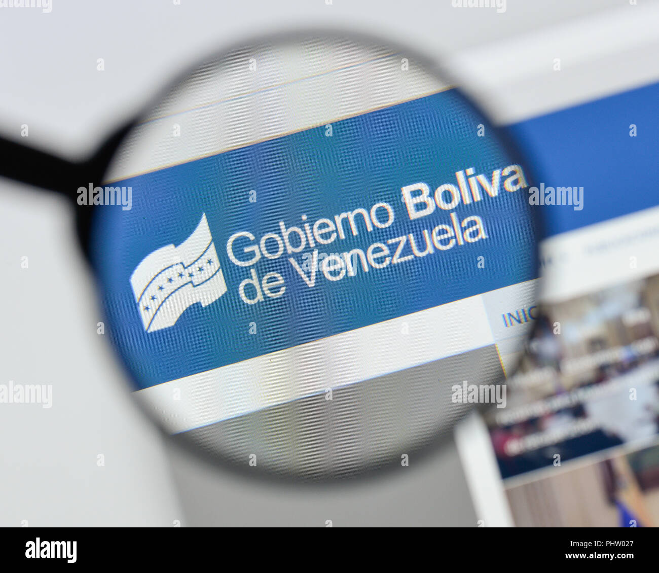 Milan, Italy - August 20, 2018: venezuela goverment website homepage. venezuela goverment logo visible. Stock Photo