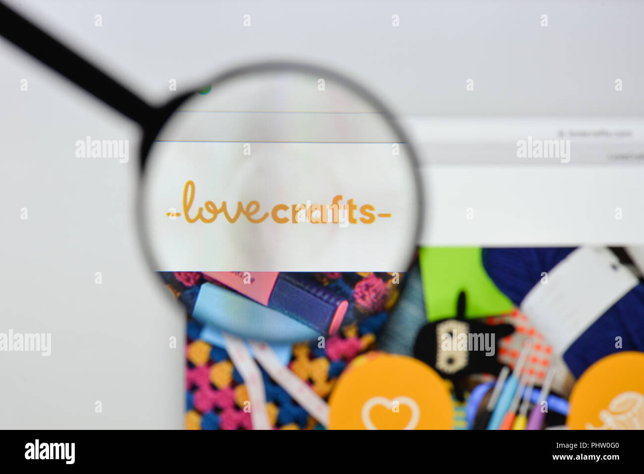 Milan, Italy August 20, 2018 LoveCrafts website homepage. LoveCrafts