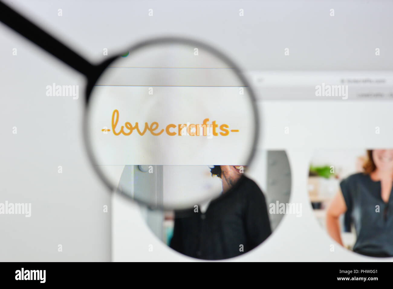 Milan, Italy August 20, 2018 LoveCrafts website homepage. LoveCrafts