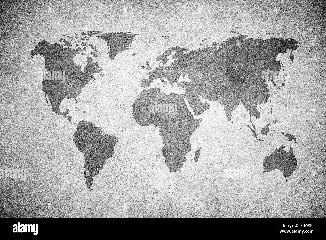 Black And White Vintage World Map