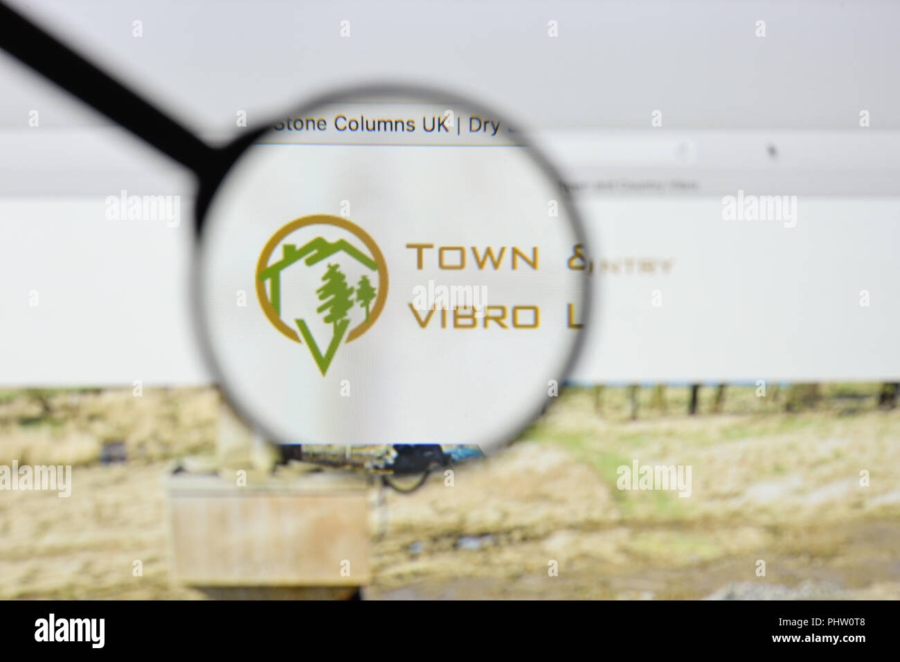 Milan, Italy - August 20, 2018: Town and Country Vibro website homepage. Town and Country Vibro logo visible. Stock Photo