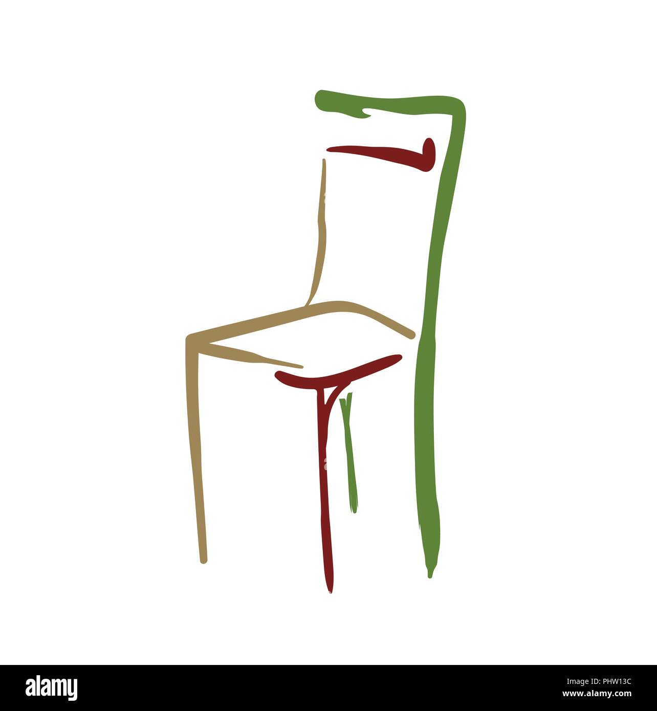 Tricolor stylized chair vector icon. vector 10 eps Stock Vector