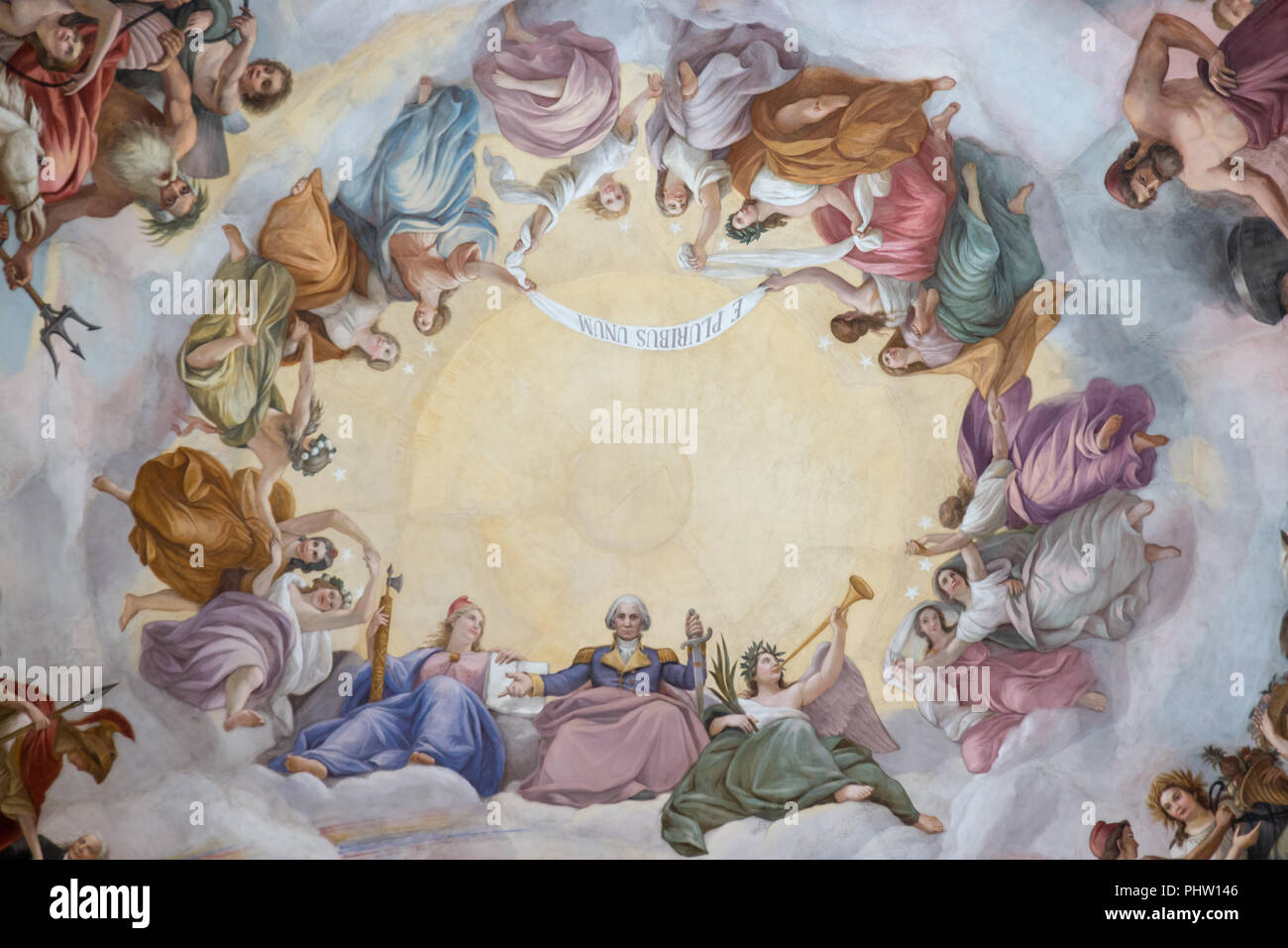 The Fresco On The Inside Of The Us Capitol Rotunda Showing