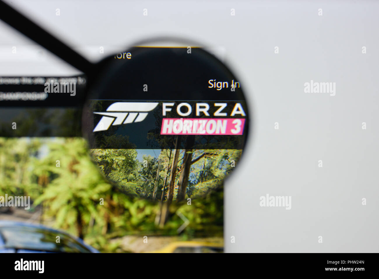 Milan Italy August 18 Forza Horizon 3 Website Homepage Forza Horizon 3 Logo Visible Stock Photo Alamy