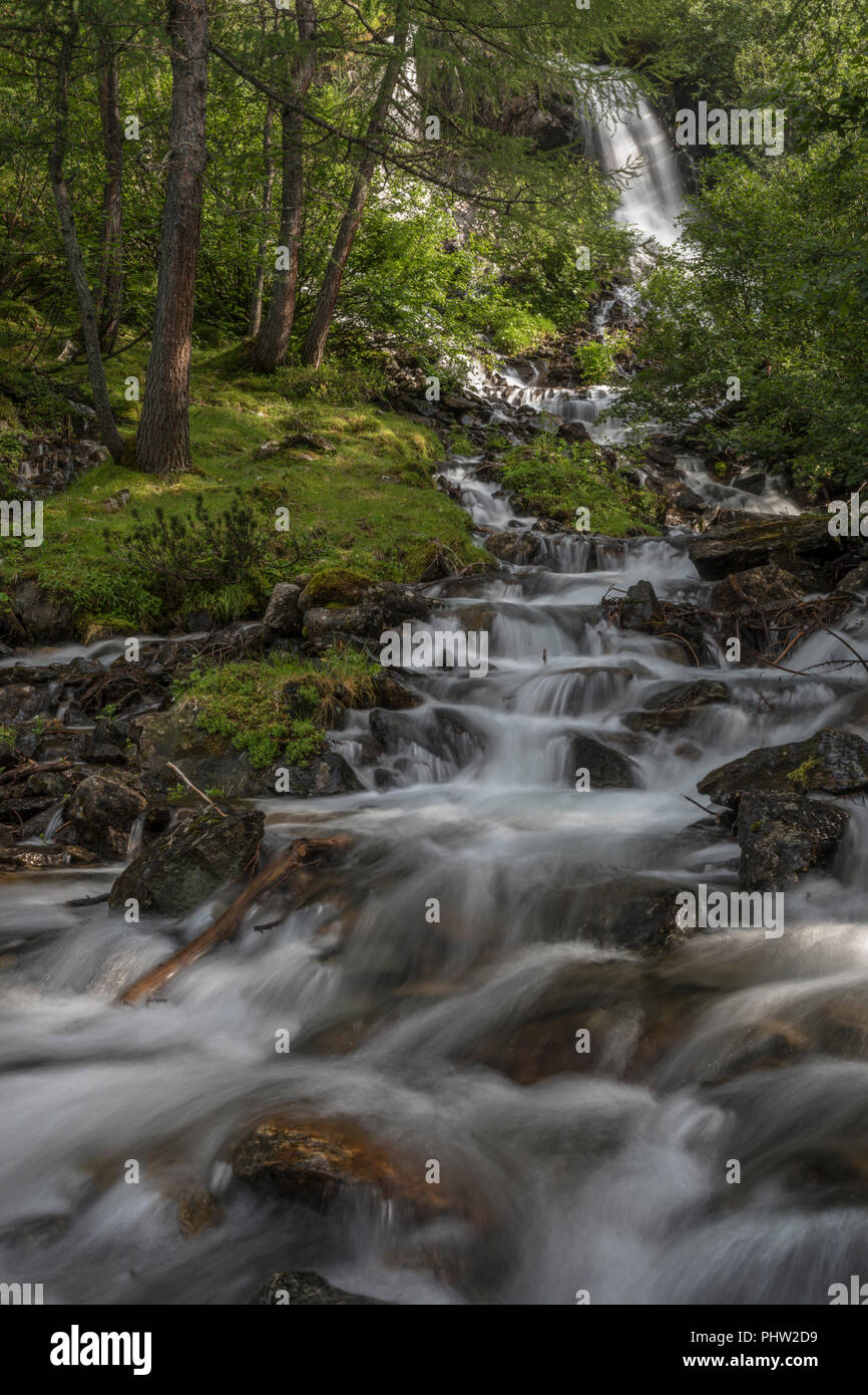 Hidden Waterfall, Duisitzkarsee, Obertal, Schladminger Tauern, Schladming, Styria, Austria Stock Photo