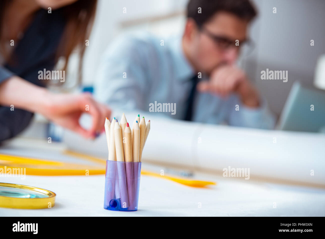 Engineers working on new project Stock Photo