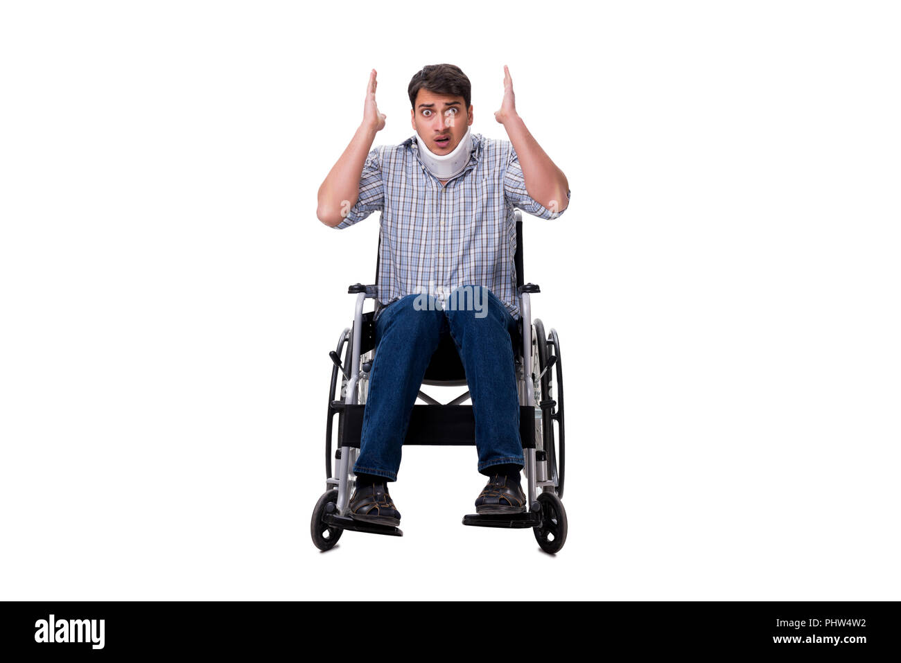 Man suffering from injury on wheelchair Stock Photo Alamy