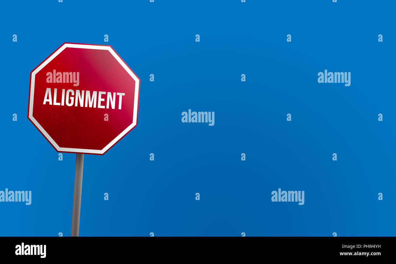 Alignment red sign with blue sky Stock Photo Alamy