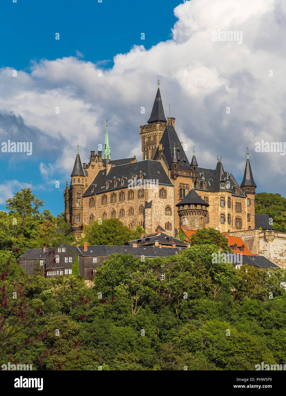 An ancient castle on the hill in the town of Wernigerode. Germany Stock Photo