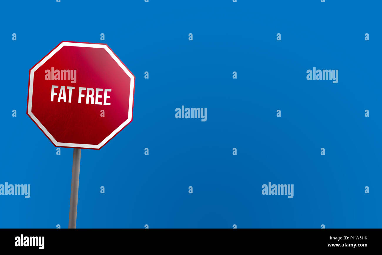 fat free - red sign with blue sky Stock Photo - Alamy