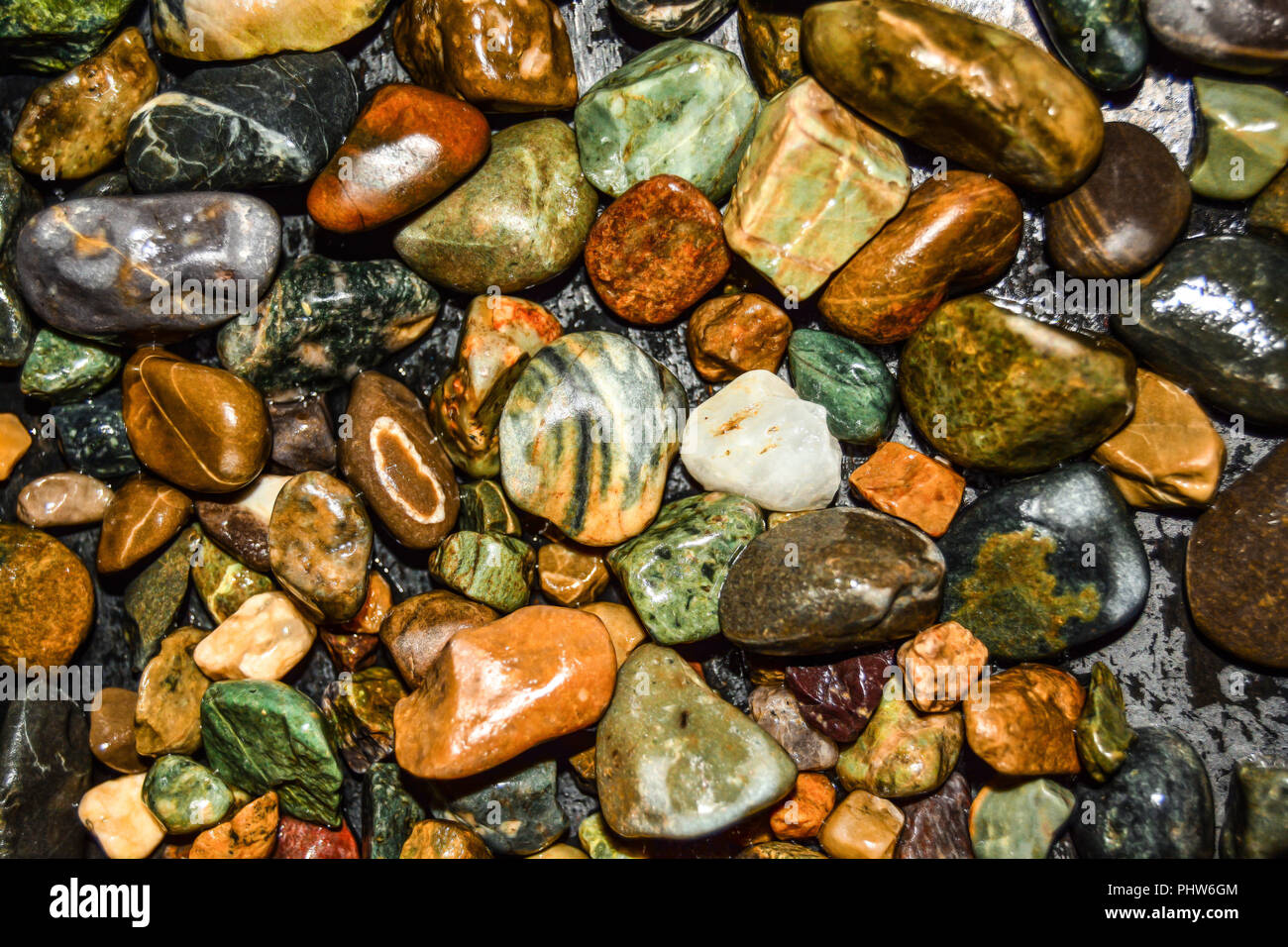 Fine gravel, natural stones.Pebble stones by the sea. Stock Photo