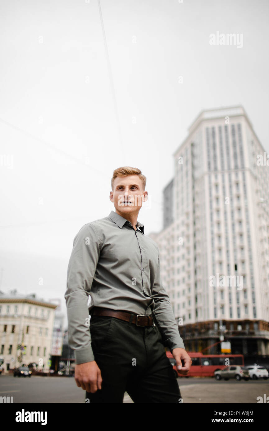 Cheerful businessman posing in hi-res stock photography and images - Alamy