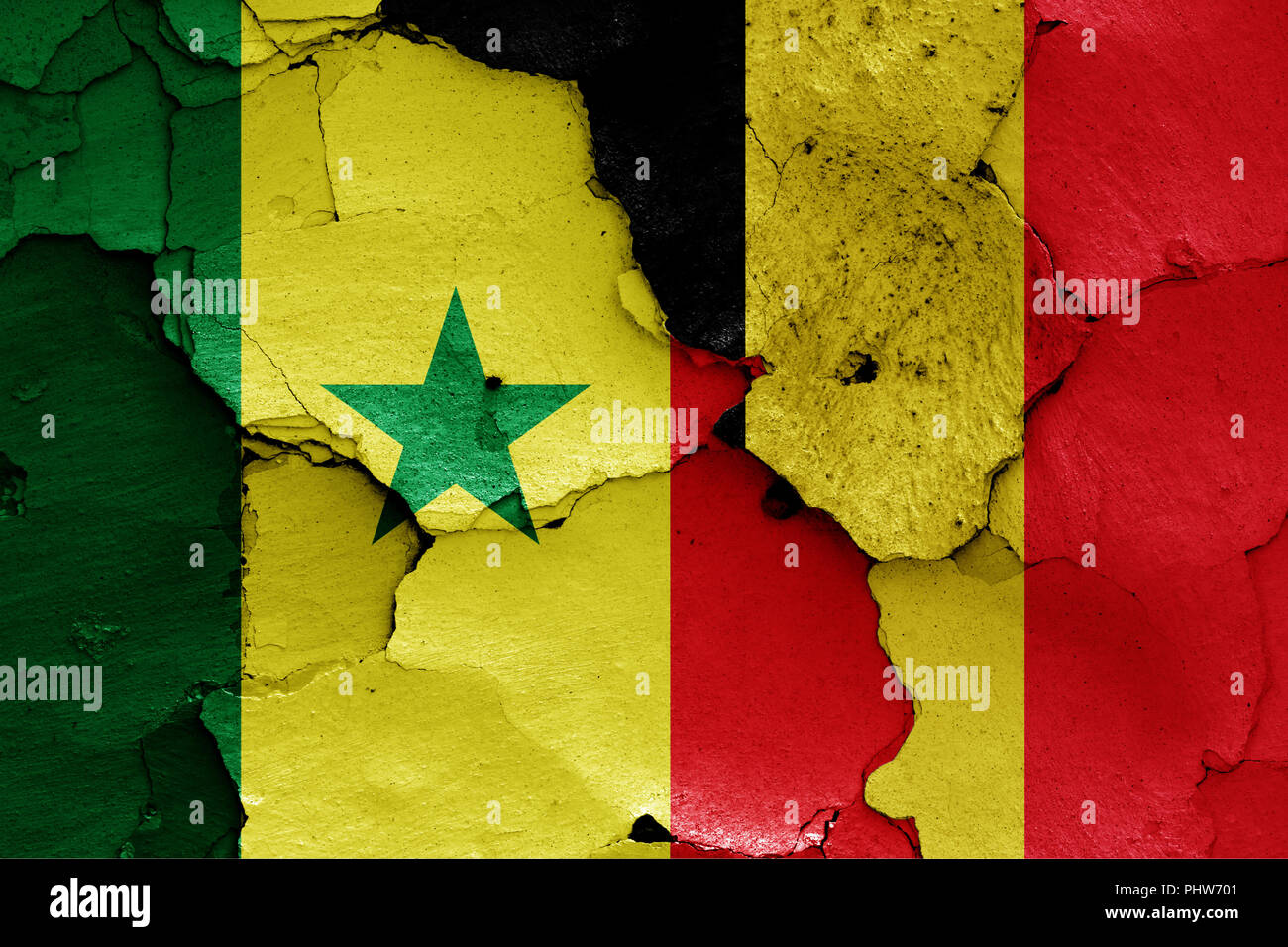 flags of Senegal and Belgium Stock Photo