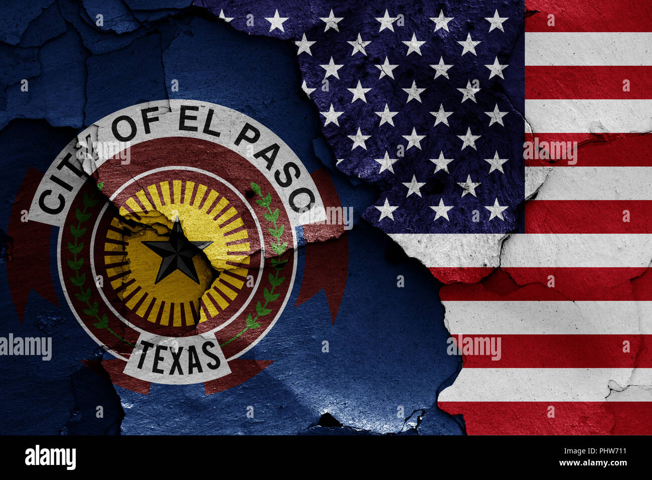 flags of El Paso and USA Stock Photo Alamy