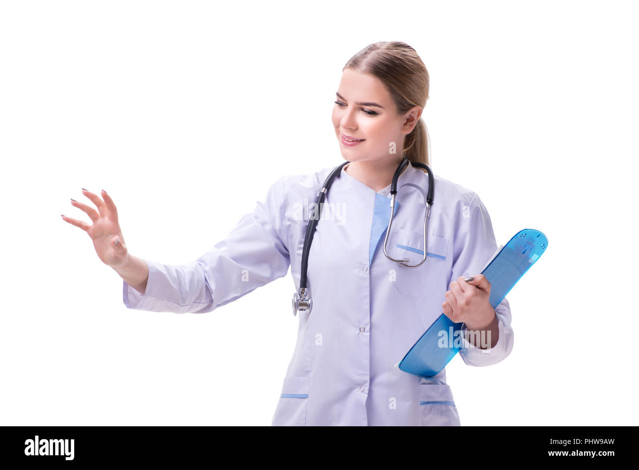 Young woman doctor isolated on white background Stock Photo - Alamy