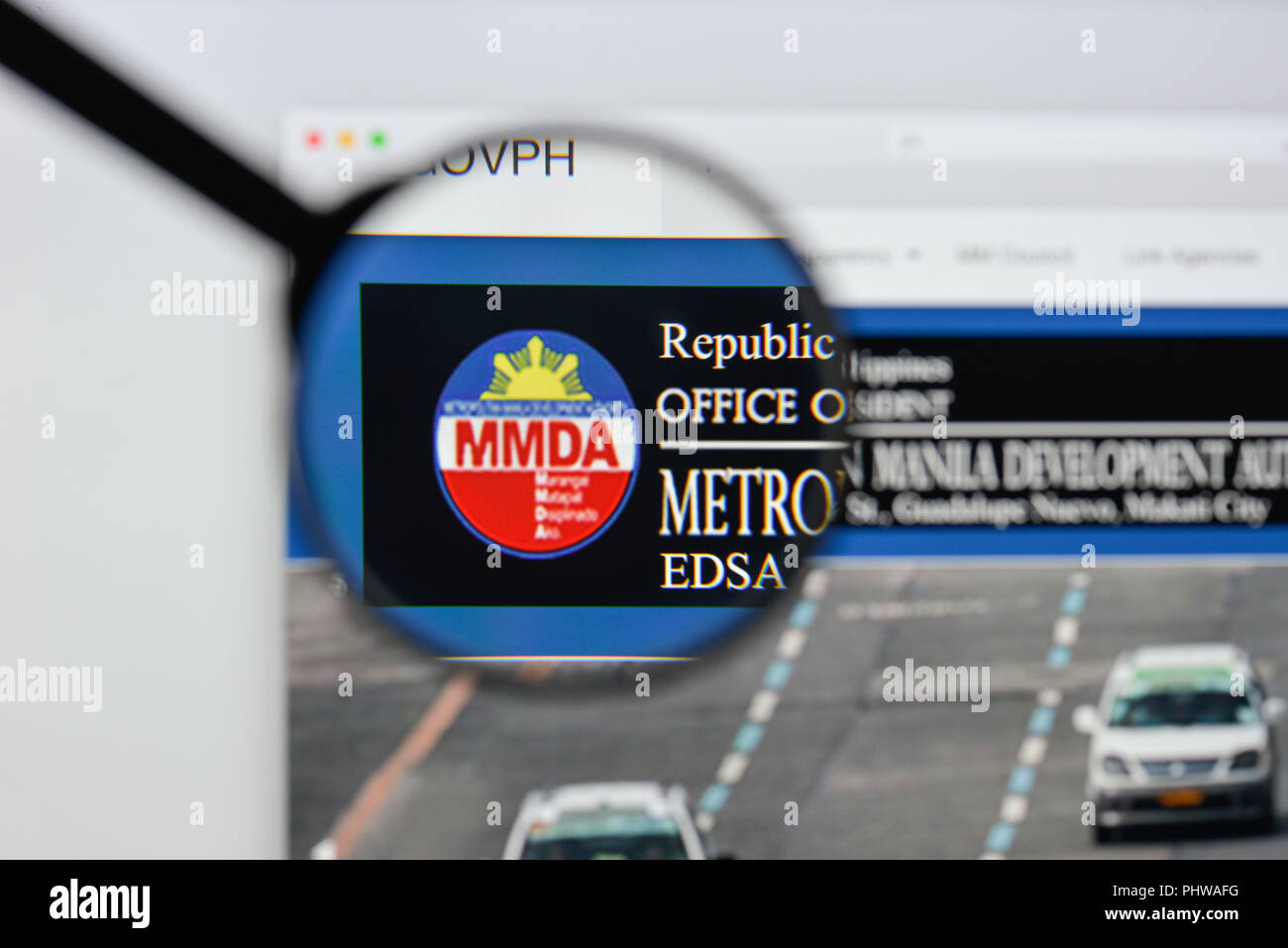 Milan, Italy - August 20, 2018: Official MMDA website homepage. Official MMDA logo visible. Stock Photo