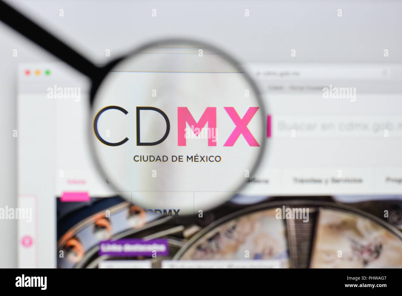 Milan, Italy - August 20, 2018: Gobierno CDMX website homepage. Gobierno CDMX logo visible. Stock Photo