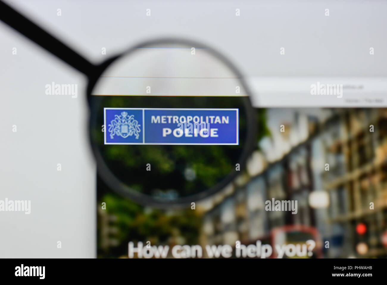 Milan, Italy - August 20, 2018: Metropolitan Police website homepage. Metropolitan Police logo visible. Stock Photo