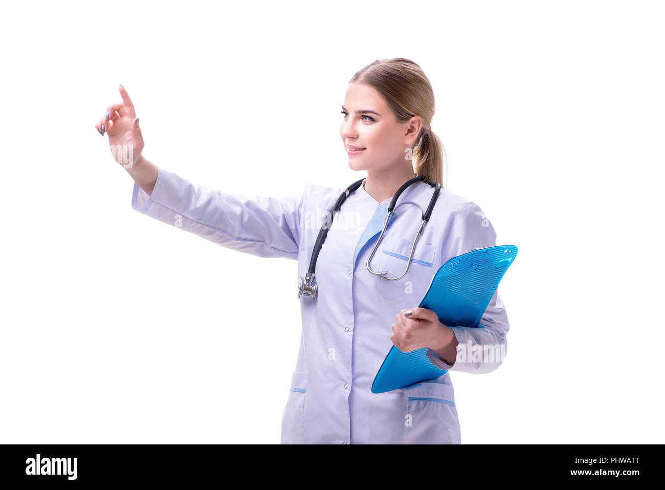 Young woman doctor isolated on white background Stock Photo - Alamy