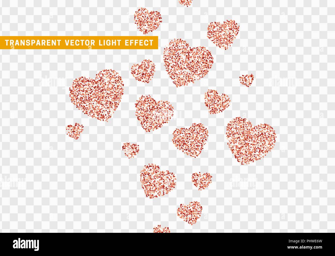 Pink heart bright glitter, isolated with transparent background Stock