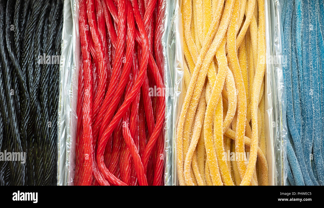 Footlong licorice of a varity of flavors on sale at the Great New York