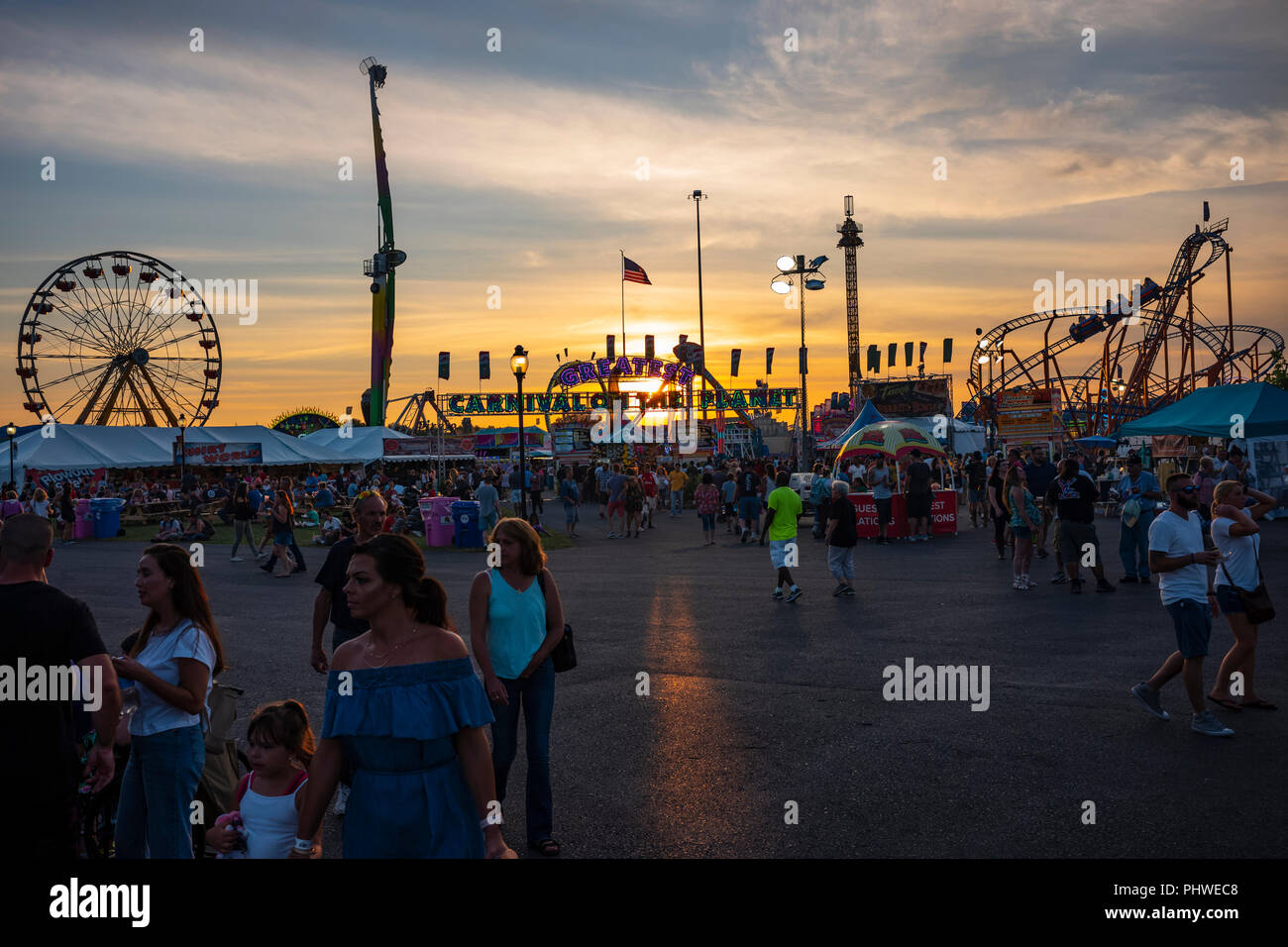 The Midway at the Great New York State Fair, September 1, 2018 Stock