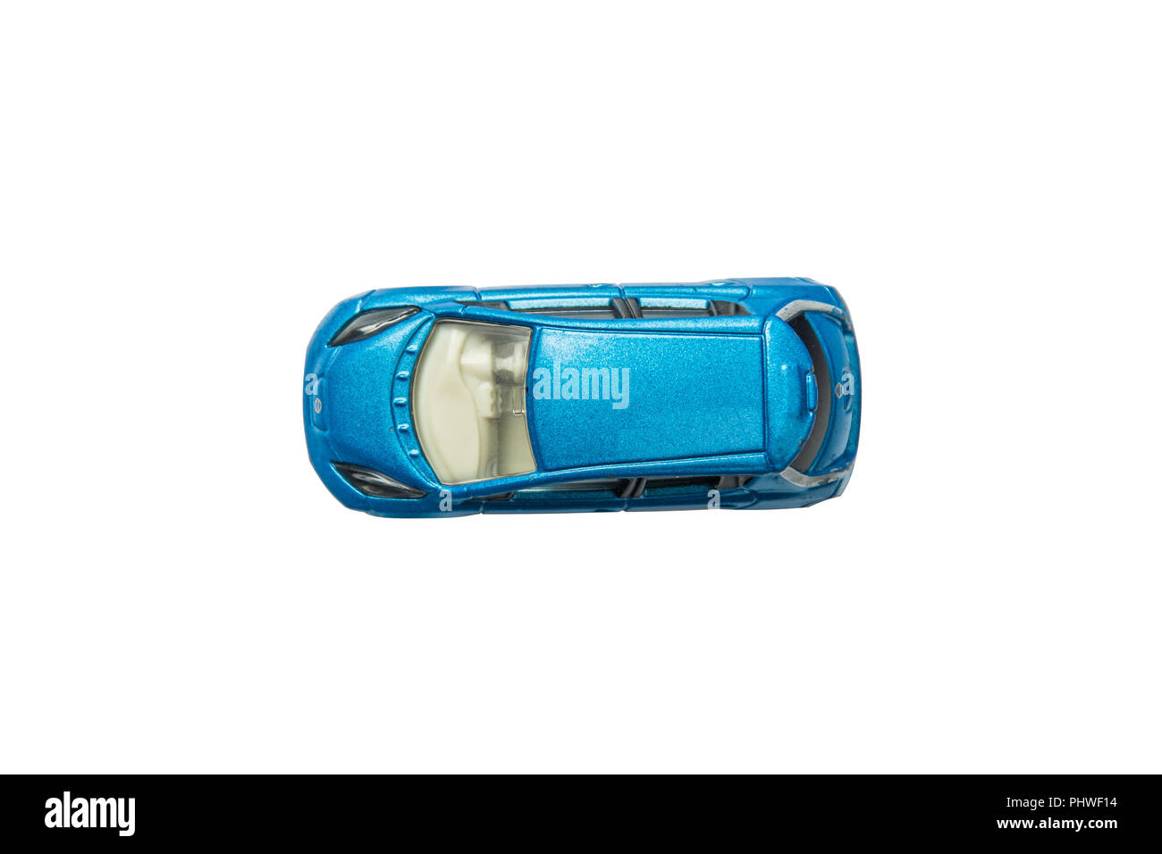 Car toy diecast on the white background , Top view(clipping path) Stock Photo