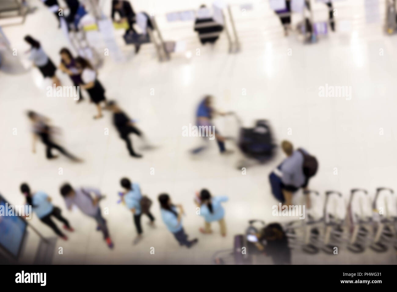 Large group of peoples in the airport in Motin blur concept Stock Photo