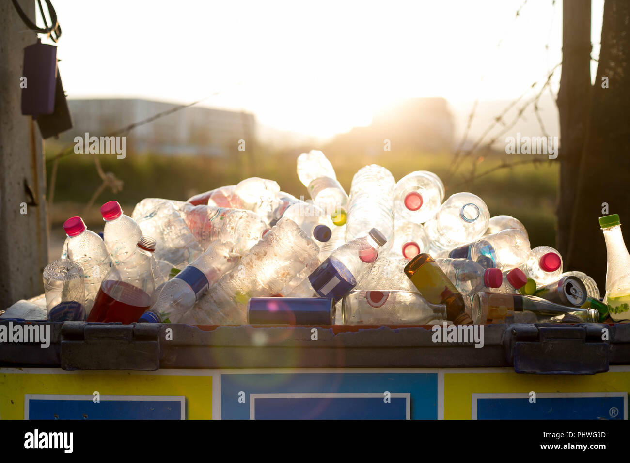 Recyclable garbage of glass and plastic bottles Stock Photo Alamy