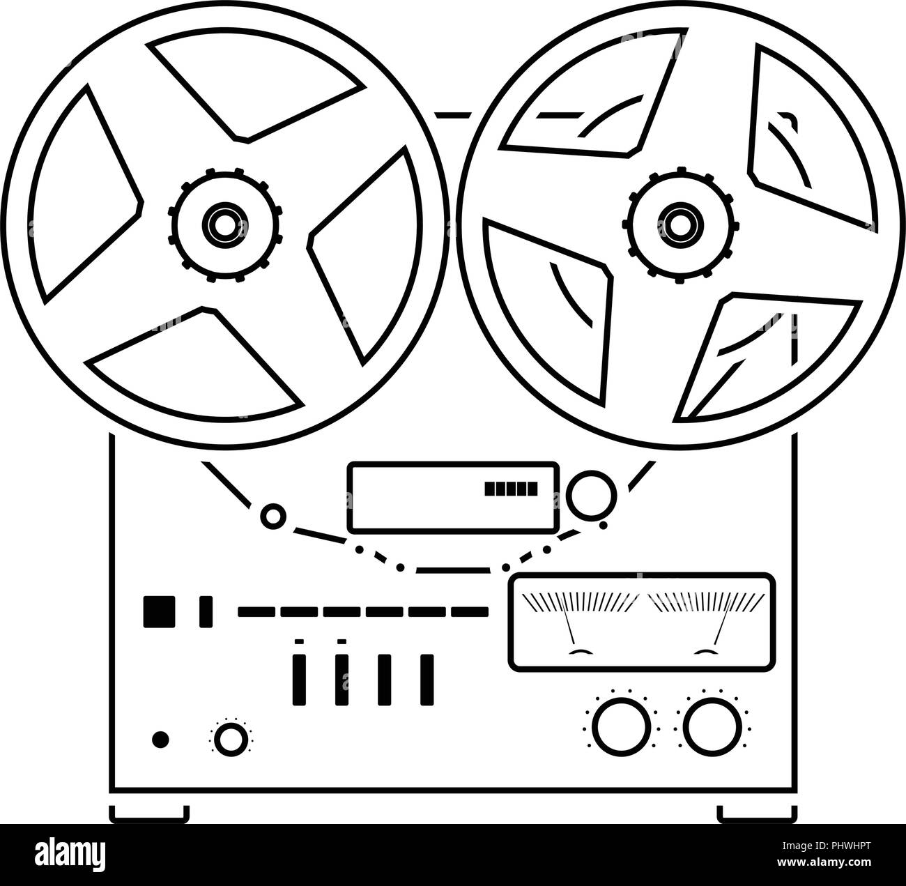 Reel tape recorder icon. Thin line design. Vector illustration Stock ...