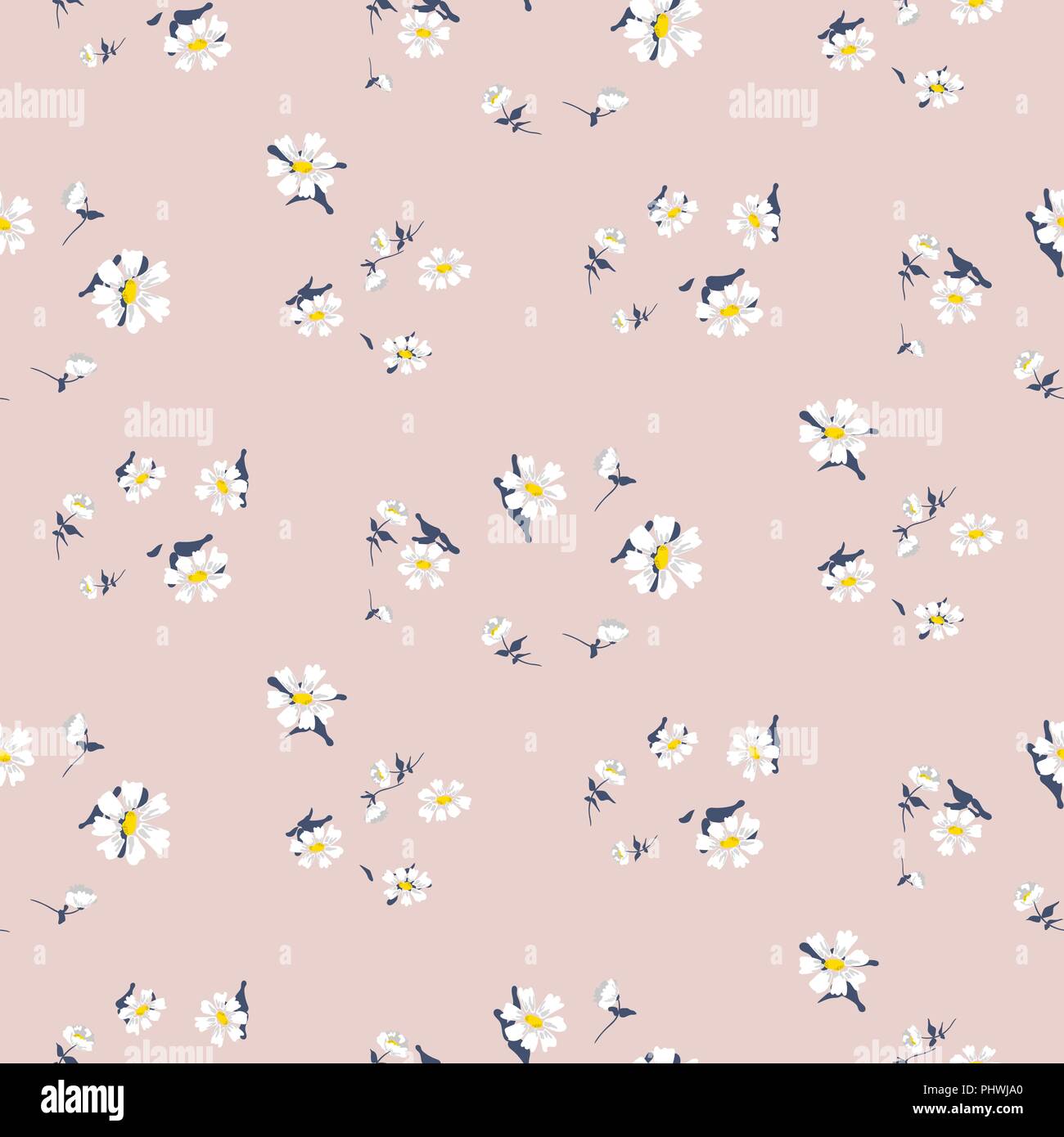 Vintage small simple flowers seamless vector pattern. Stock Vector