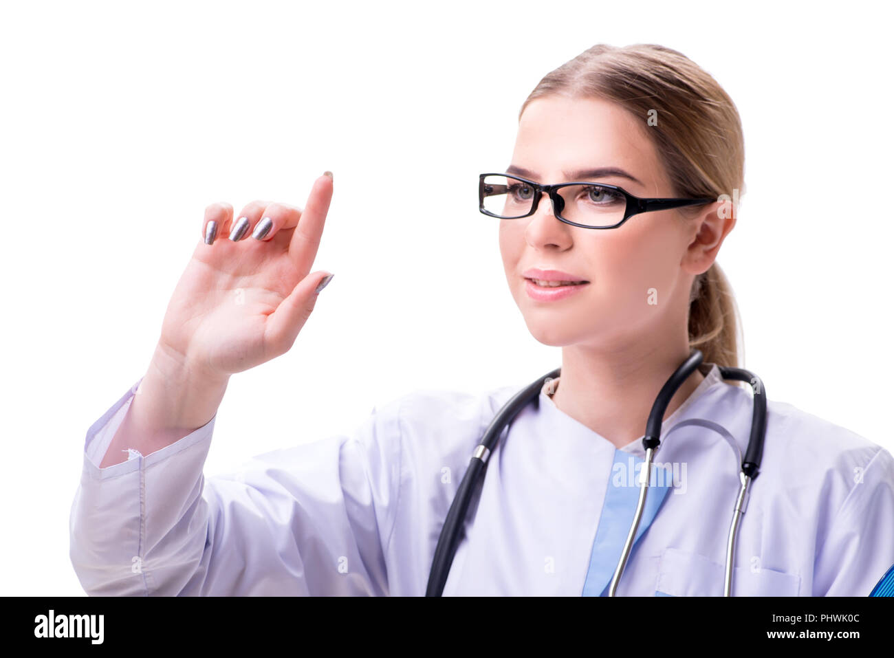 Young woman doctor isolated on white background Stock Photo - Alamy