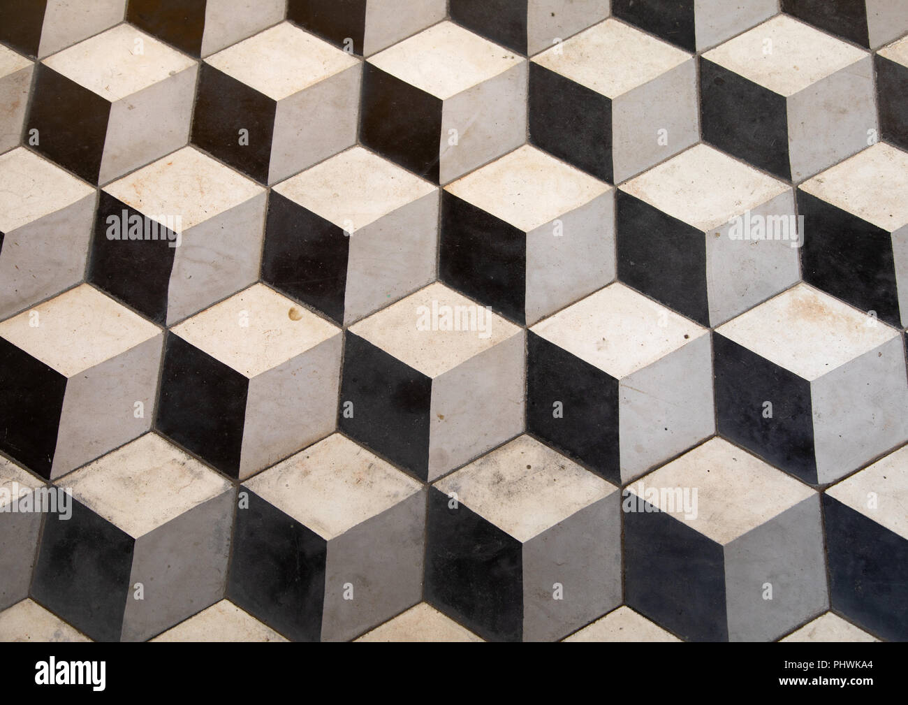 Palacio de ferro geometric tiles, Luanda Province, Luanda, Angola Stock Photo