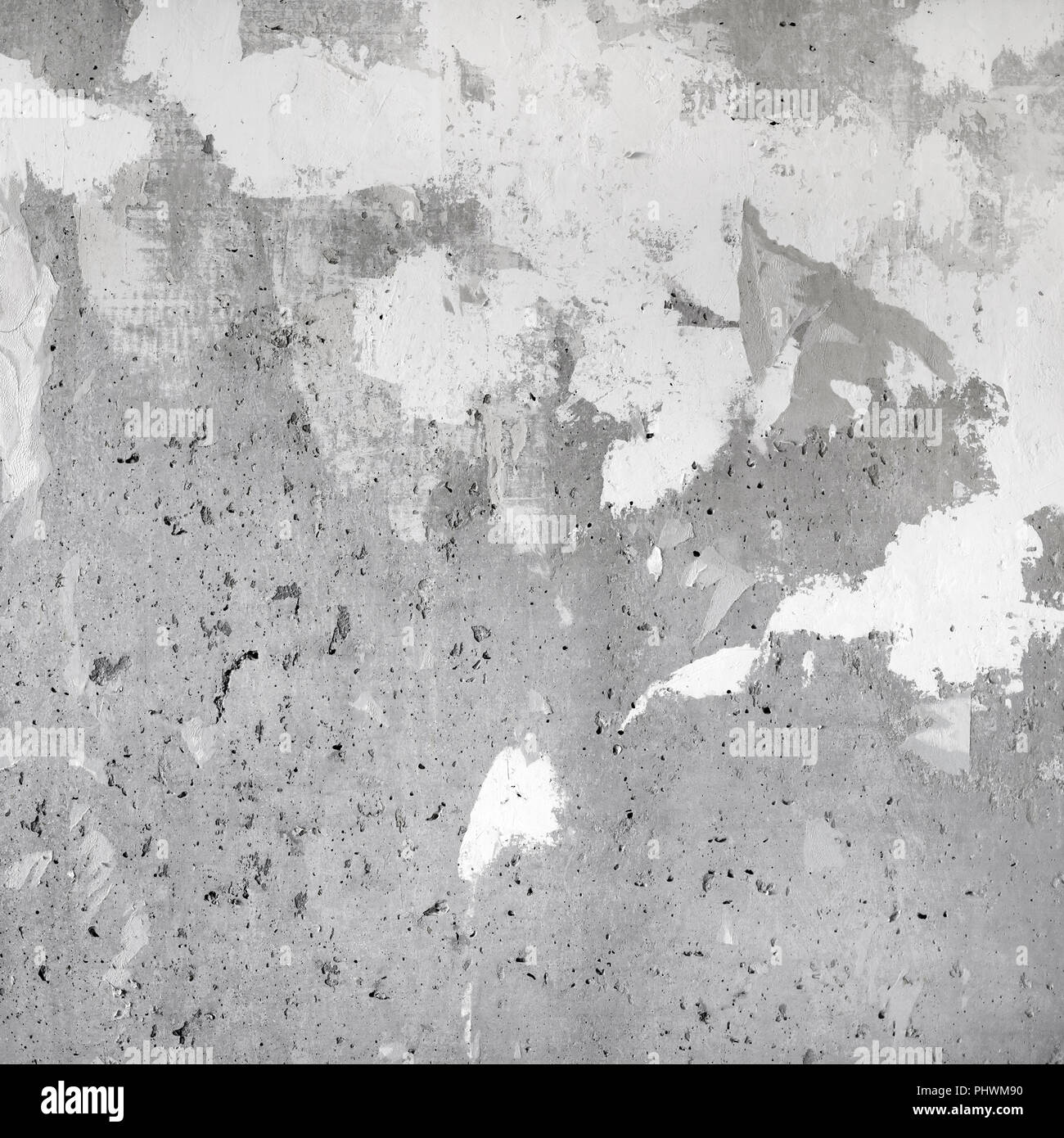 Gray concrete wall texture and white putty. Cement background. Stock Photo