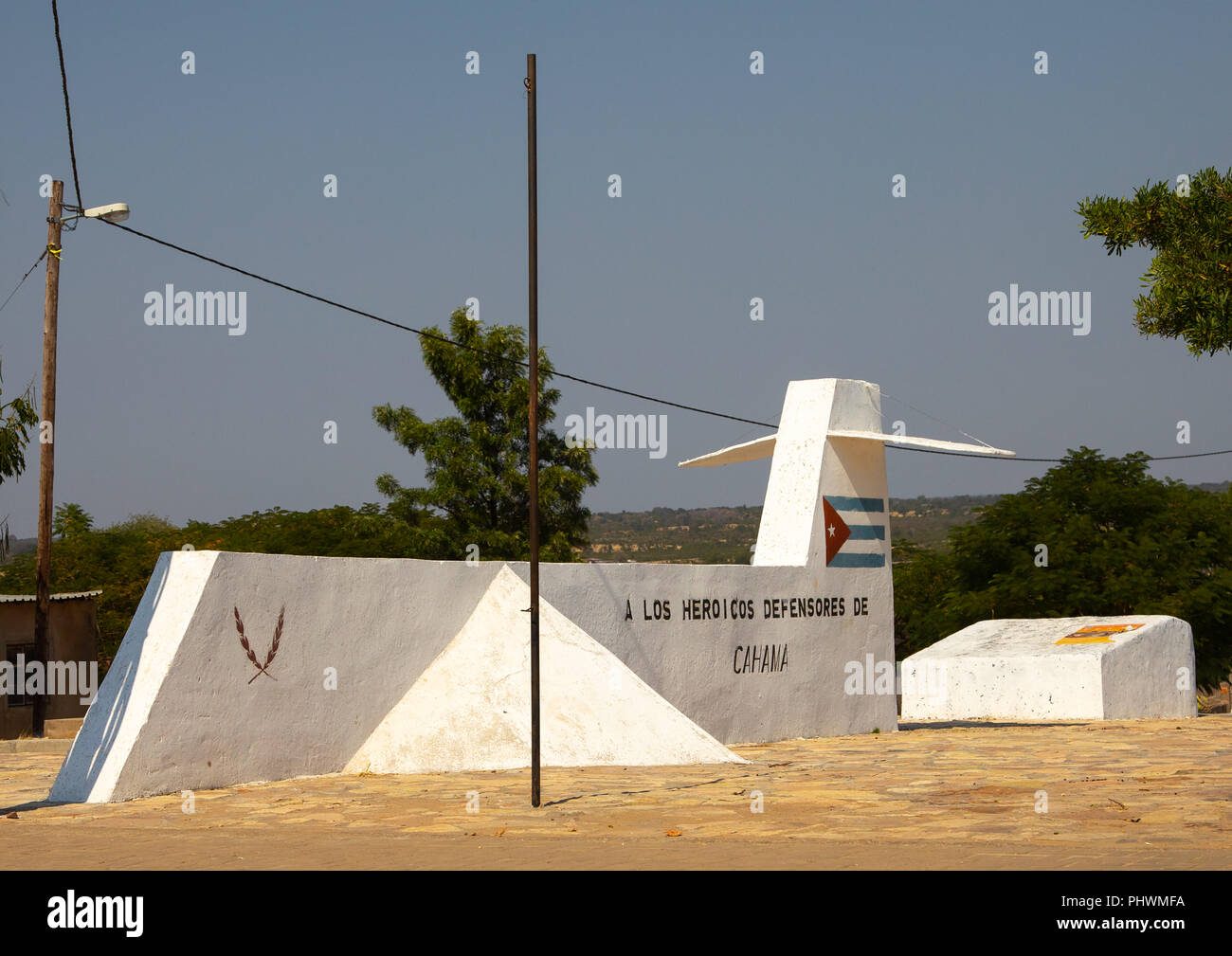War memorial monument in the shape of a plane for the cuban soldiers, Cunene Province, Cahama, Angola Stock Photo