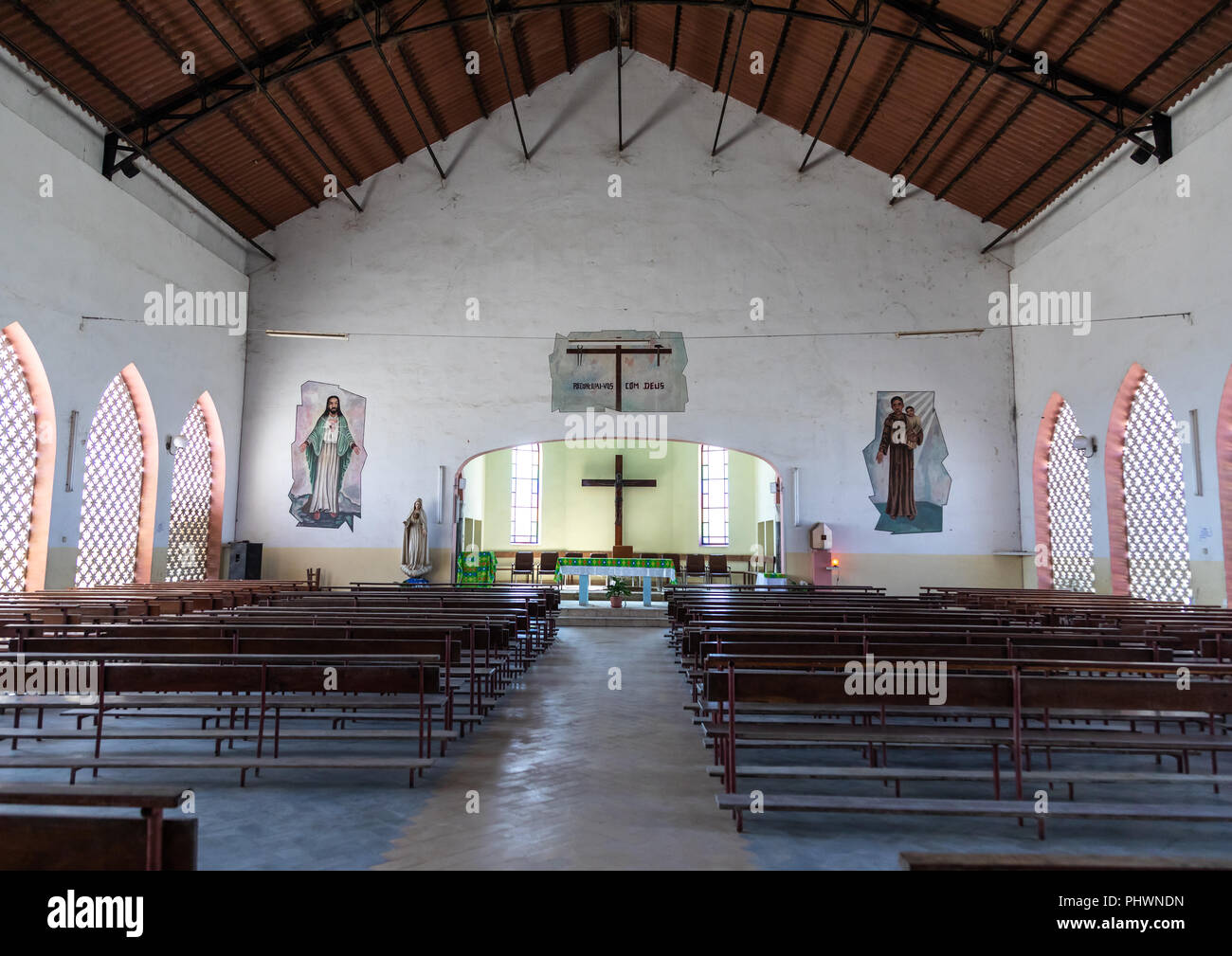 Inside an empty church, Benguela Province, Catumbela, Angola Stock Photo