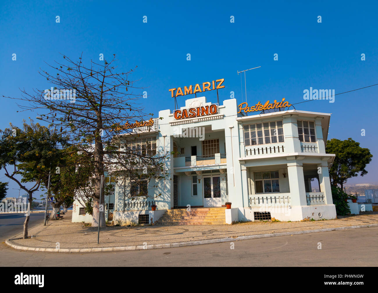 Old portuguese colonial Tamariz casino, Benguela Province, Lobito, Angola Stock Photo