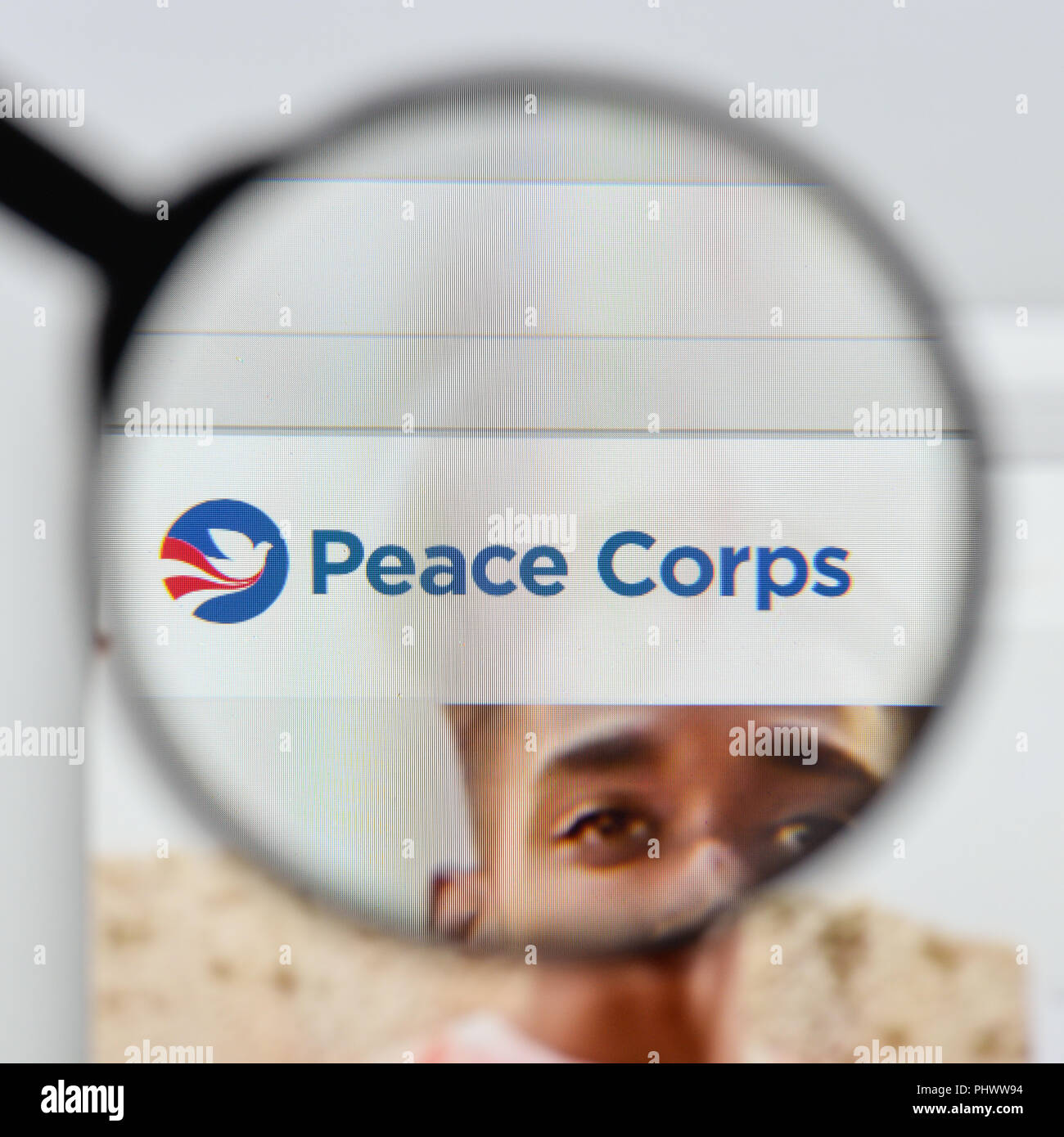 Milan, Italy - August 20, 2018: Peace Corps website homepage. Peace Corps logo visible. Stock Photo