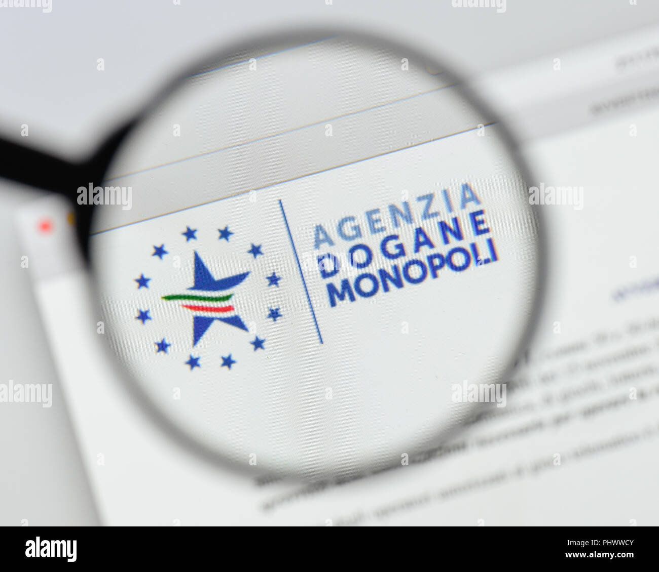 Milan, Italy - August 20, 2018: agenzia dogane e monopoli website homepage. agenzia dogane e monopoli logo visible. Stock Photo