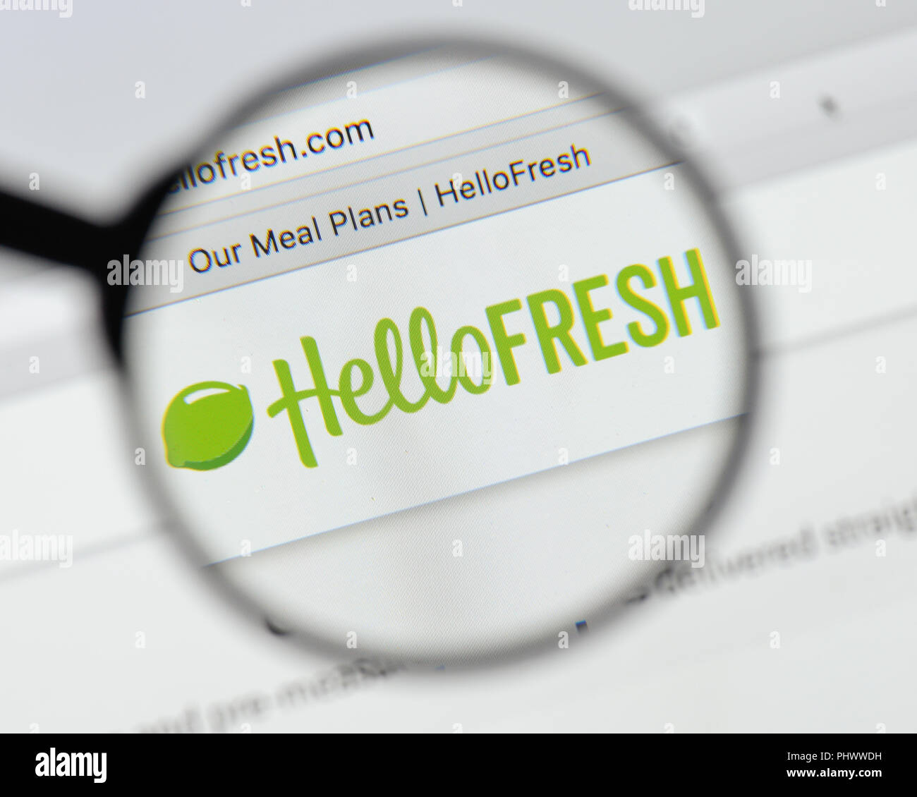 Milan, Italy - August 20, 2018: HelloFresh website homepage. HelloFresh logo visible. Stock Photo