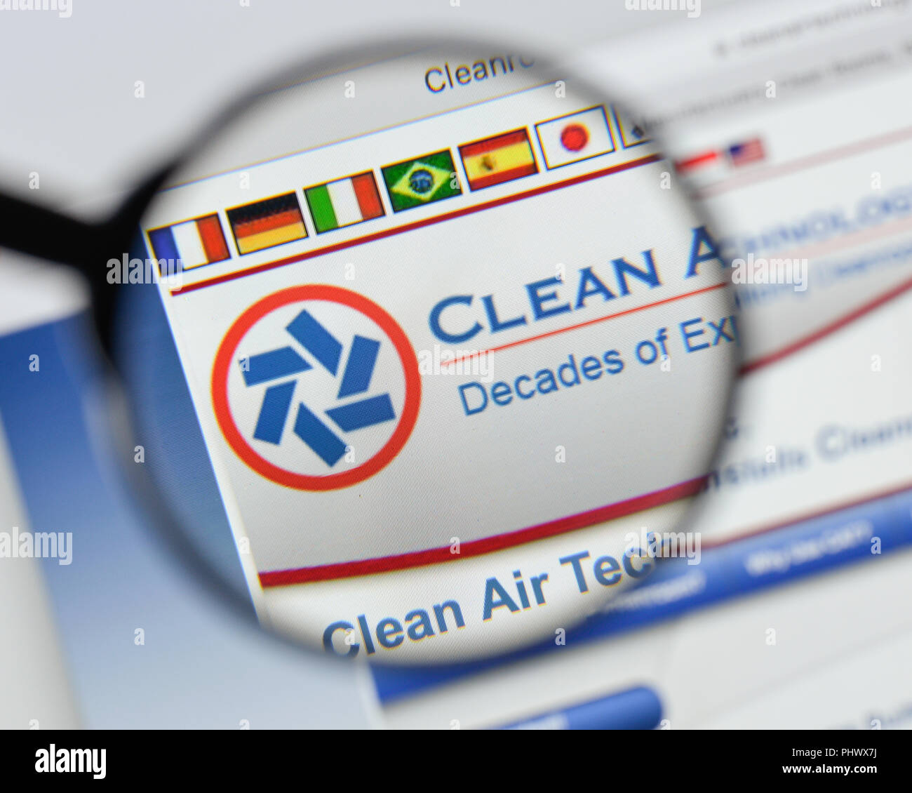 Milan, Italy - August 20, 2018: Clean Air Technologies website homepage ...