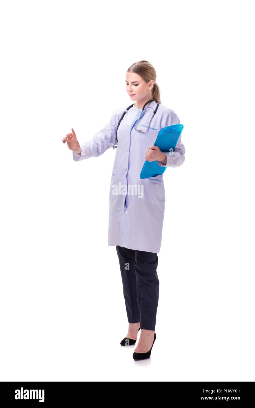 Young woman doctor isolated on white background Stock Photo - Alamy