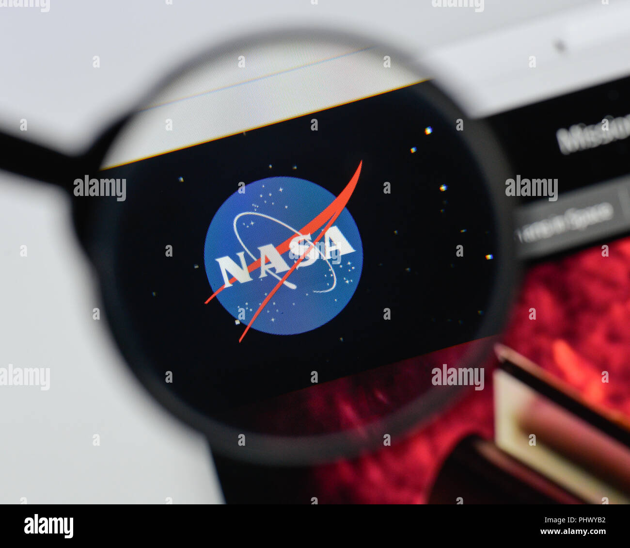 Milan, Italy - August 20, 2018: NASA website homepage. NASA logo visible. Stock Photo