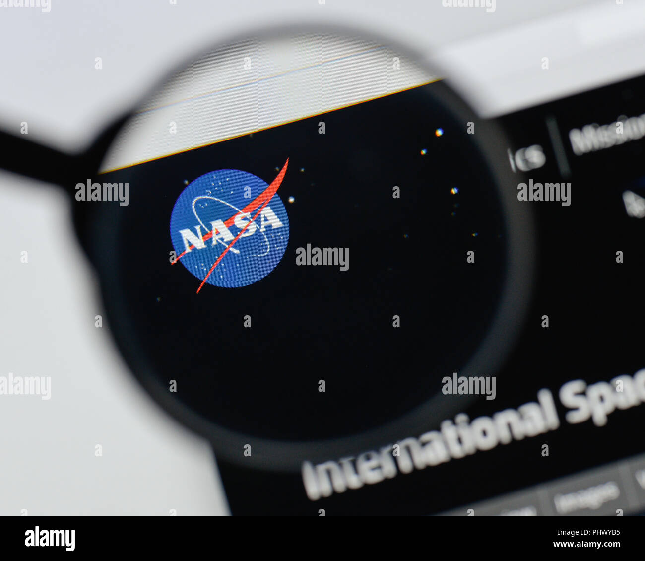 Milan, Italy - August 20, 2018: NASA website homepage. NASA logo visible. Stock Photo