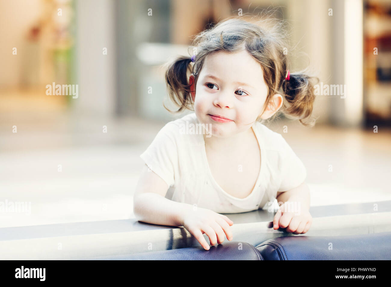 Closeup Portrait Of Cute Adorable Smiling White Caucasian Toddler