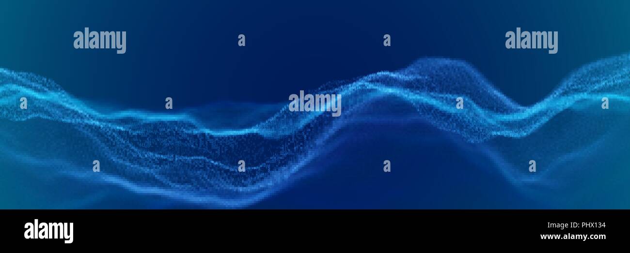 Abstract digital landscape or waves with flowing particles Stock Vector ...