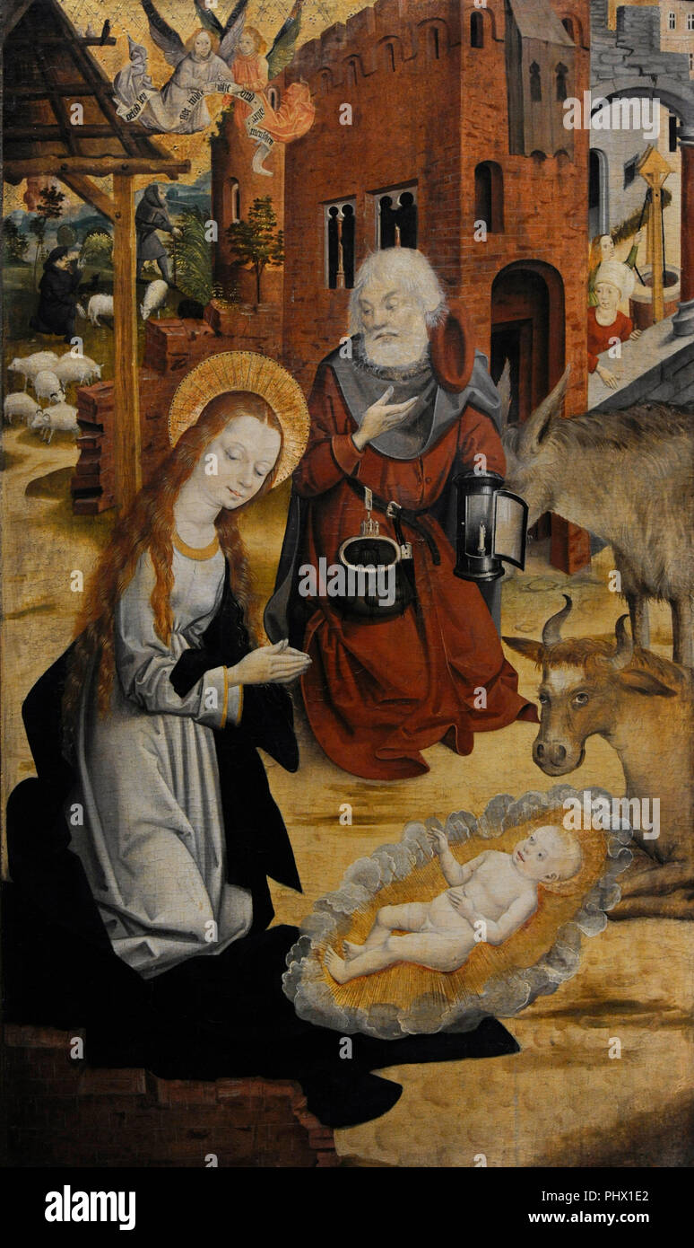 North German painter (late 15th century). The Nativity of Christ. Wallraf-Richartz Museum. Cologne. Germany. Stock Photo