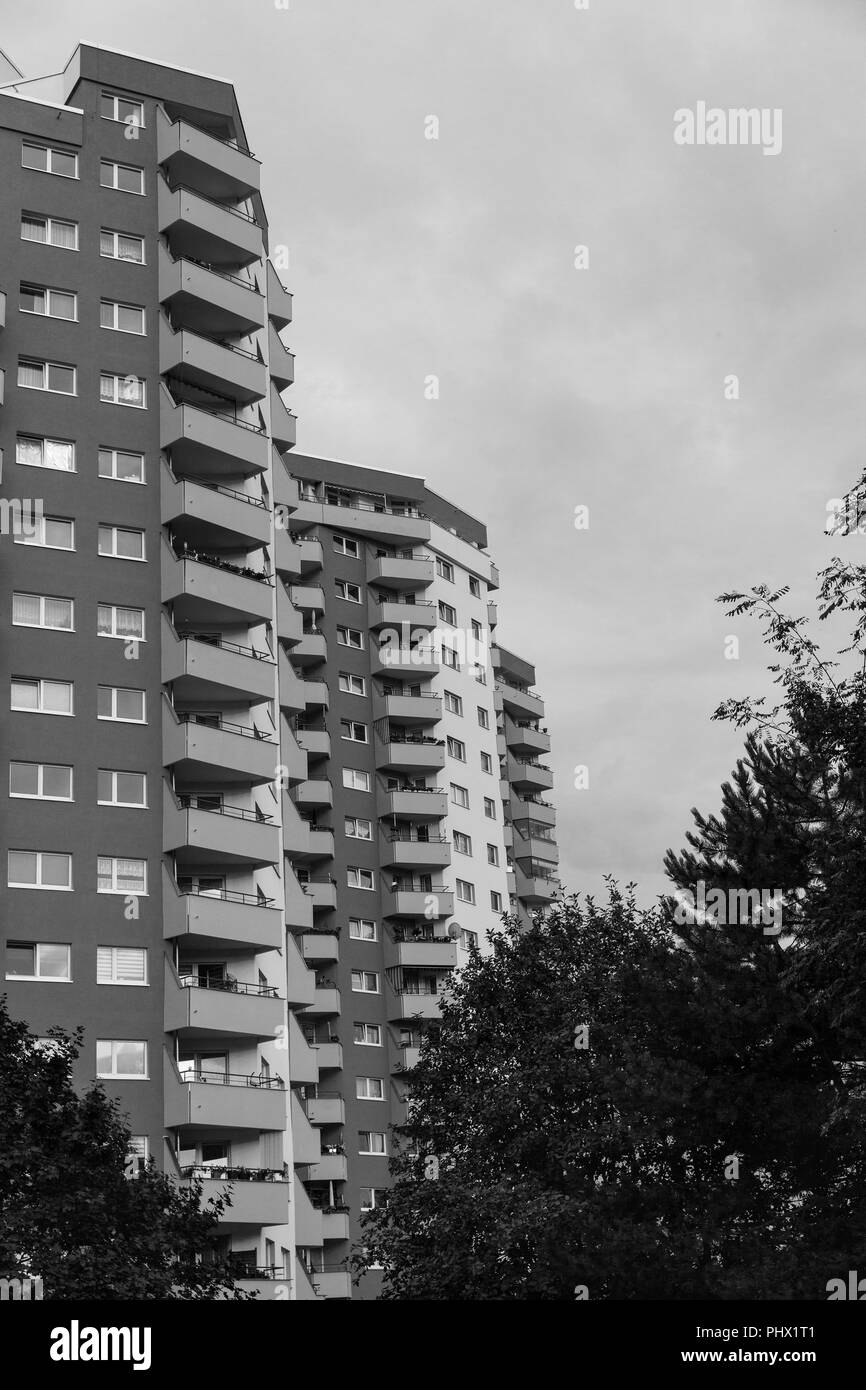 modern residential architecture in Berlin, Germany, black and white Stock Photo