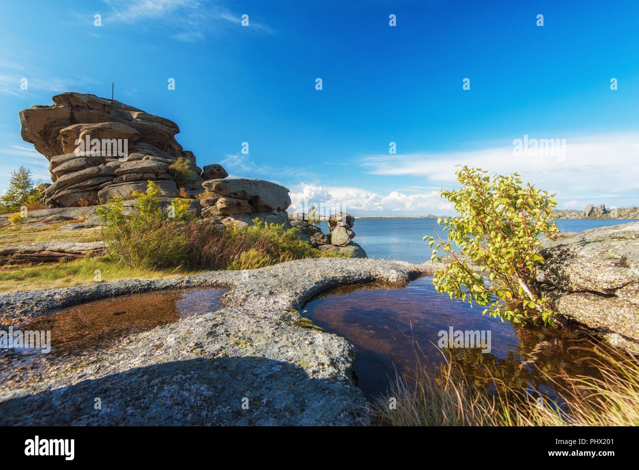 Beauty view on Kolyvan lake Stock Photo